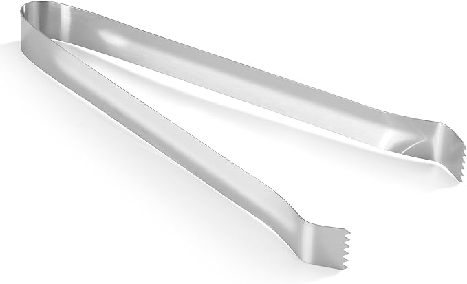 Serving Tongs, Stainless Steel with Serrated Tips, Satin Silver, 9 Inch