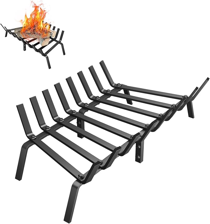 Fireplace Grate, 27 inch Solid Fireplace Log Holder, Heavy Duty Cast Iron by LOCVCDA