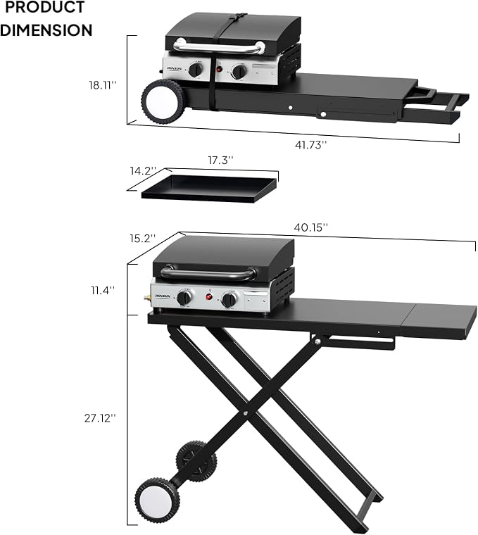 ROVSUN 2 Burner Foldable Propane Griddle - Image 6