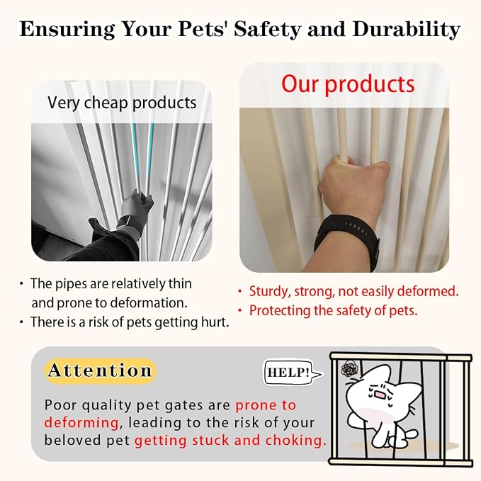 Lumizone Extra Tall Pet Gate 55.12" High Pressure Mounted 63.39"-67.90" Extra - Image 3