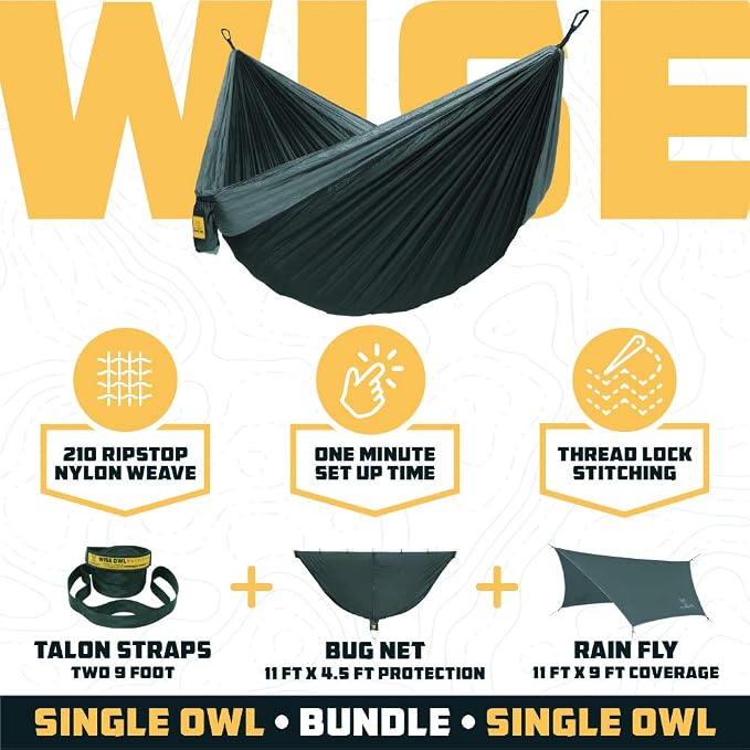 Wise Owl Outfitters Camping Hammock – 500lbs Portable Hammock - Image 2