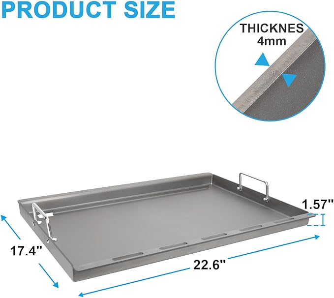 Full-Size Griddle Inserts for Weber Spirit I & II 300 Series, Flat Top Griddle - Image 2