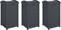 Suncast 3 Pack Trash Hideaway Refuse Container, Stylish Resin Outdoor Garbage by Suncast