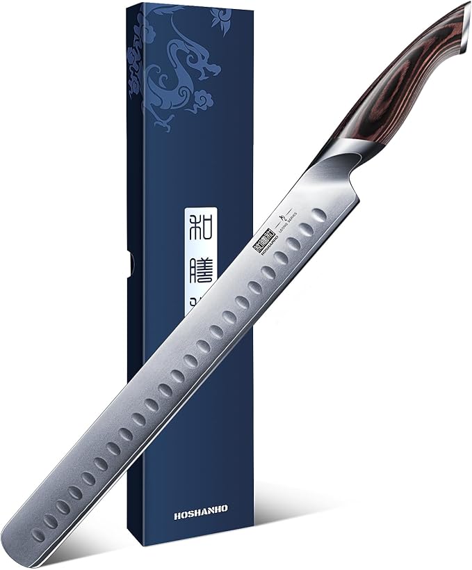 HOSHANHO Carving Knife 12 Inch, Japanese High Carbon Steel Slicing Knife by HOSHANHO