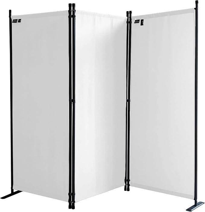 Room Divider 67" W x 65" H White | 3-Panel Folding Privacy Screen | Portable by QUICKSTAR