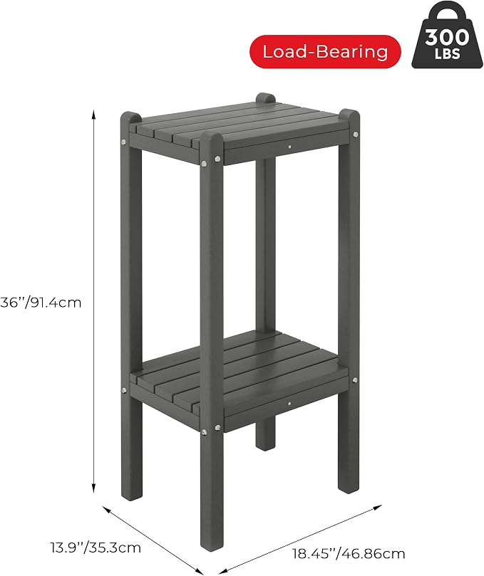Costaelm Outdoor Side Table, 2-Tier Small Patio Coffee Tables - Image 3