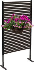 Outdoor Privacy Screens Freestanding, 35.5" W x 59" H Metal Slatted Decorative by WANLECY