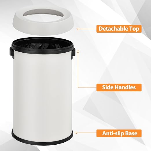 GarveeHome 17 gal/65 L Open Top Trash Can, Stainless Steel Rubbish Bin - Image 3