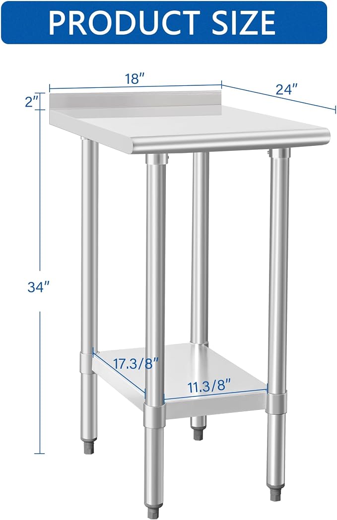 HARDURA Stainless Steel Commercial Work Table Prep Work Metal Table 24×18 Inches - Image 2
