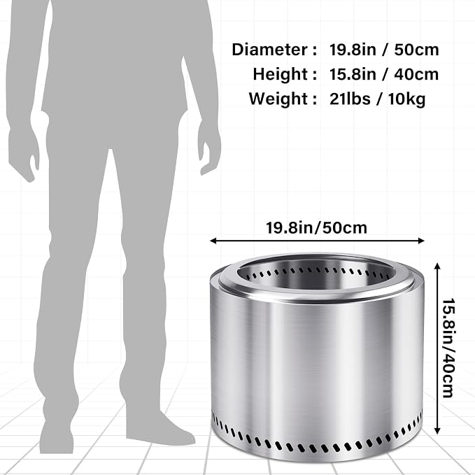 HGD 20 Inch Smokeless Patio Fire Pit, Outdoor Wood Burning Stove, Stainless - Image 5