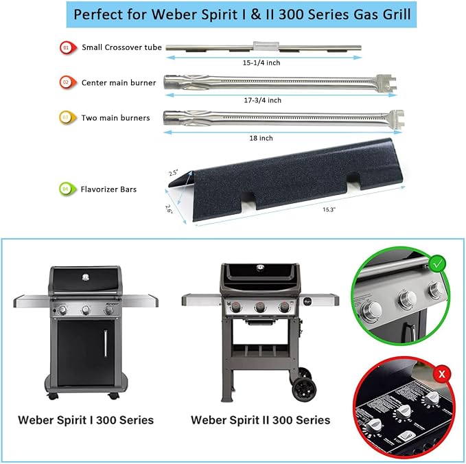 Spirit e310 Replacement Parts for Weber Spirit II E-310 E-320 E-330 S-310 S-320 - Image 2