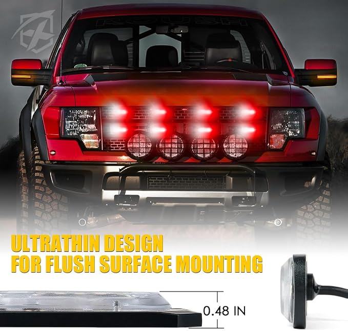 Xprite White Red LED Surface Mount Strobe Lights Kit, w/Control Panel Emergency - Image 2