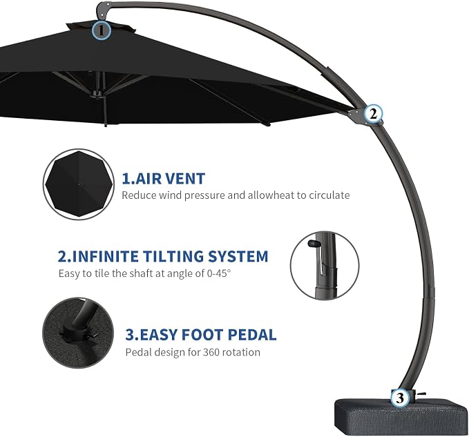 7 Piece Patio Dining Set with 11ft Patio Umbrella, 7 Navy Outdoor HDPE Dining - Image 4
