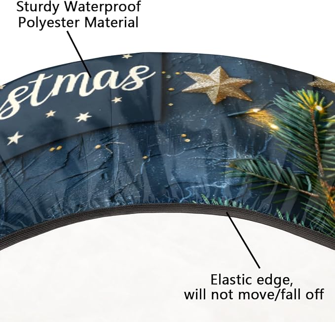 Merry Christmas Candle Star Round Table Cloth Cover, Elastic Edge Waterproof - Image 5