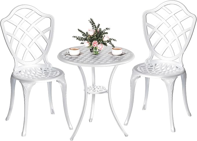 3 Piece Patio Bistro Set, Outdoor Bistro Table and Chairs Set of 2 w/Umbrella - Image 2