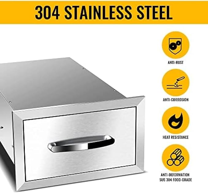 BBQ Outdoor Kitchen Drawers Stainless Steel 3-Drawer BBQ Drawer Enclosed - Image 4