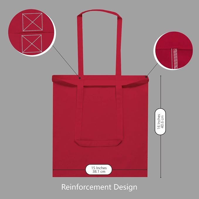 TOPDesign 6-Pack Economical 16"x15" Red Cotton Tote Bag, Lightweight Medium - Image 5