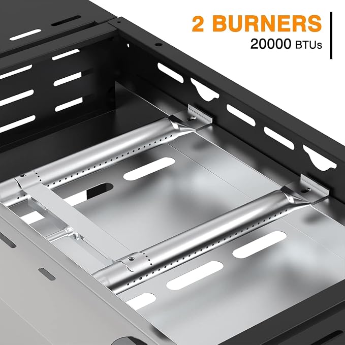 2 Burner BBQ Gas Griddle, 17.3 Inch Stainless Steel Portable Detachable Propane - Image 3