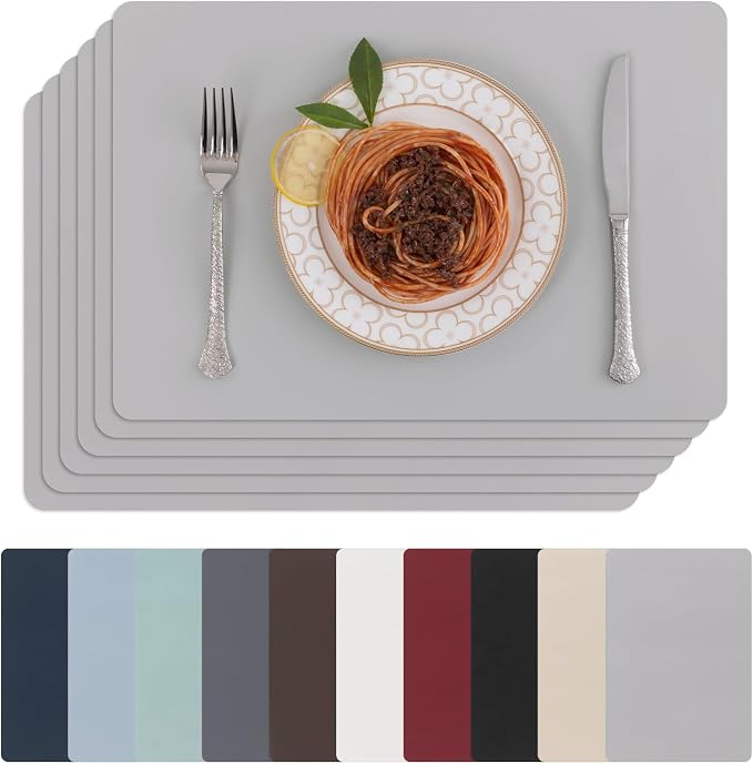 SHACOS Placemats Set of 6 Faux Leather Waterproof Leakproof Wipeable PU by SHACOS