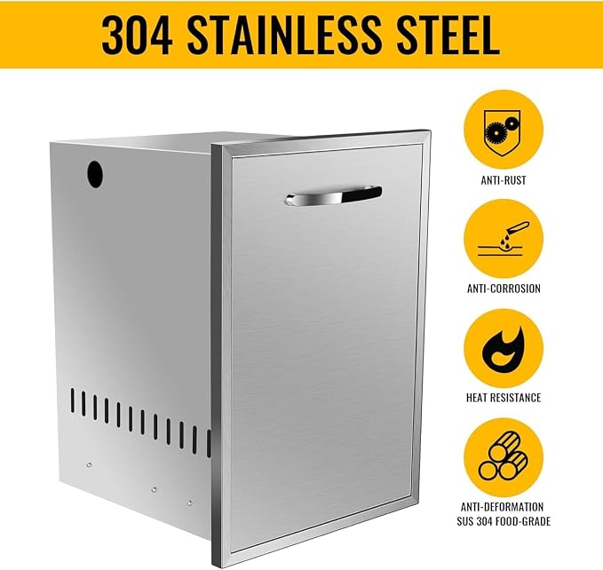 Pull Out Trash Drawer, Lower Sliding Rails Stainless Steel Roll Out Trash Bin - Image 3