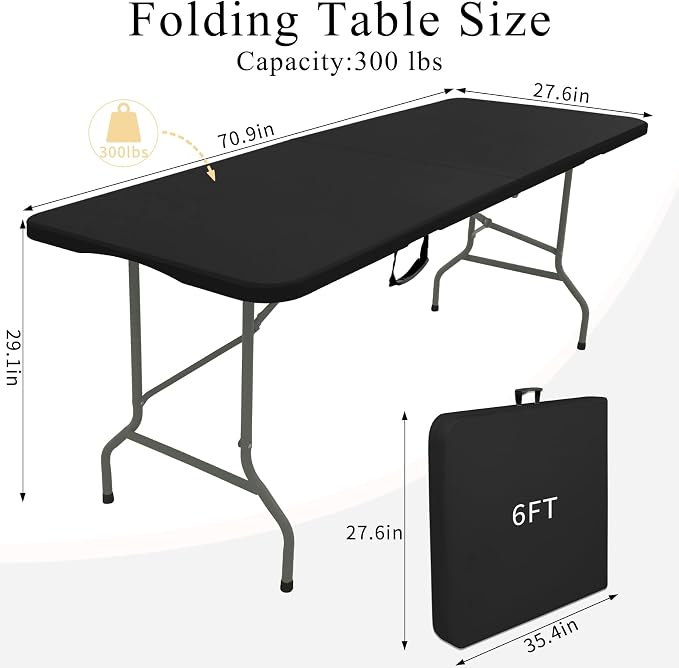Folding Tables with Carrying Handle Lightweight Rectangular Portable Plastic - Image 2