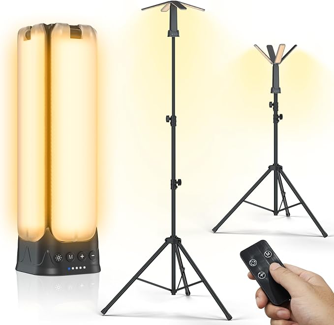 Camping Lights with Remote & Stand 8.2 Ft, 14000 mAh Rechargeable Camping by Clemas