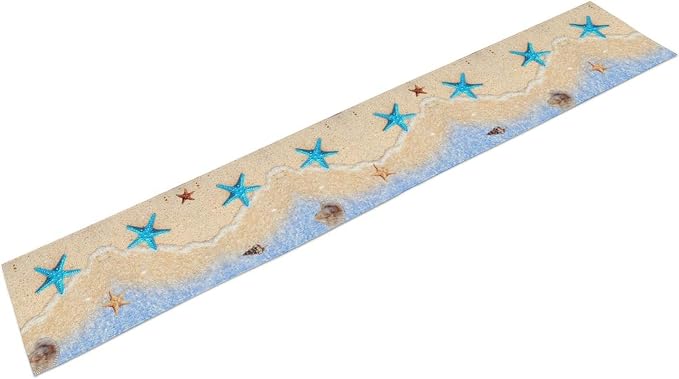 Summer Beach Table Runner, Nautical Starfish Coastal Seashell Ocean Blue Sea - Image 6