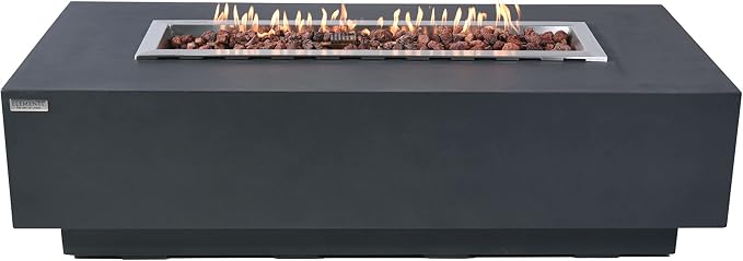 Elementi | Granville Gas Fire Pit Cast Concrete 60" Rectangular Fire Table - Image 7