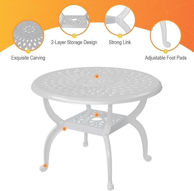 Cast Aluminum Outdoor Side Table, All Weather Round Bistro Table, Outdoor - Image 4
