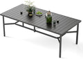 Outdoor Patio Dining Table for 8, All Weather Wrought Iron Black Outdoor Table by MIXPATIO