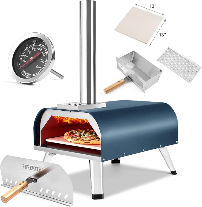 Pizza Oven 13 Inch Outdoor Wood Fired Portable Stainless Steel Pizza Oven by FREEKITE