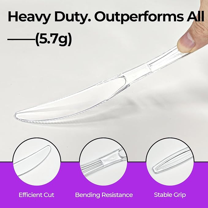 Clear Plastic Knives Heavy Duty, Disposable Steak Knives Plastic Silverware - Image 3