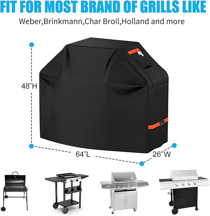 Grill Cover 600D Heavy Duty, Universal Fit Waterproof BBQ Grill Protector - Image 2