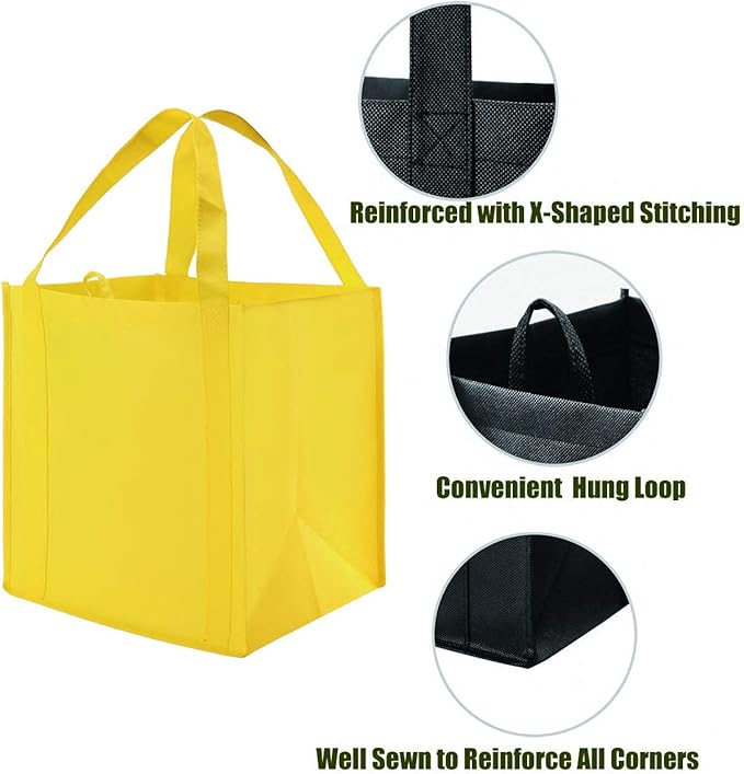 NERUB Set of 10 Reusable Grocery Bags Heavy Duty Shopping Bags Large Grocery - Image 3