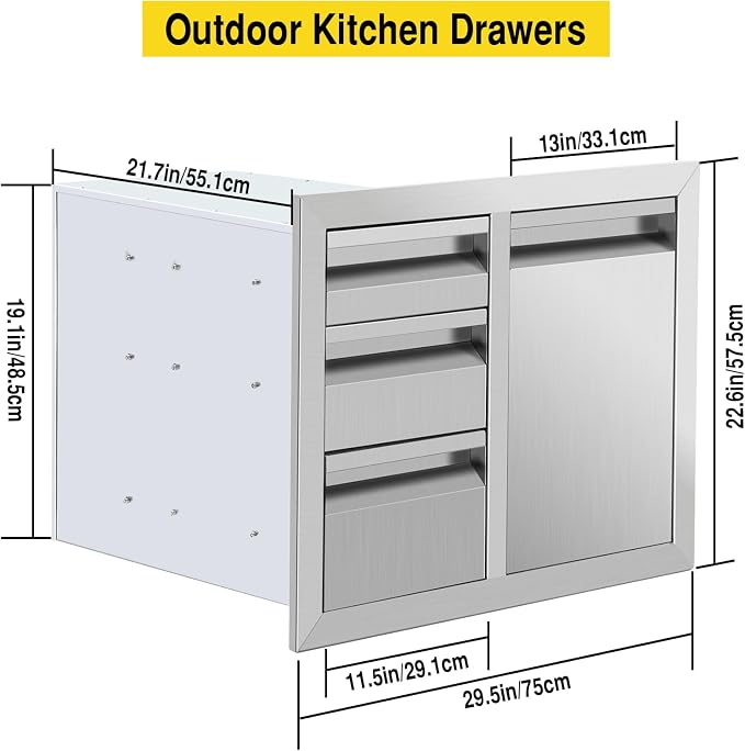Outdoor Kitchen Drawer Combo, BBQ Access Door Drawers Combo - Image 3