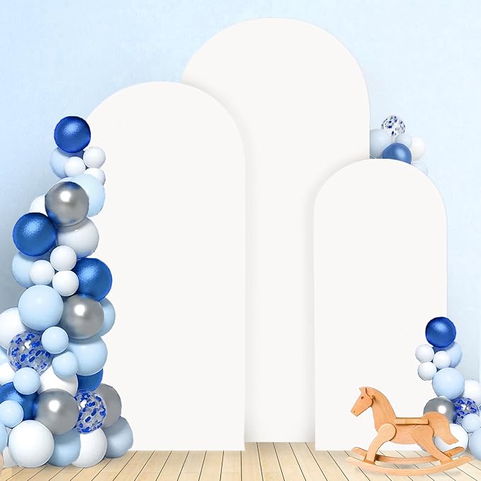 MODFUNS White Arch Cover Set of 3 Fitted Wedding Arch Covers 4ft 5ft 6ft Arched - Image 3
