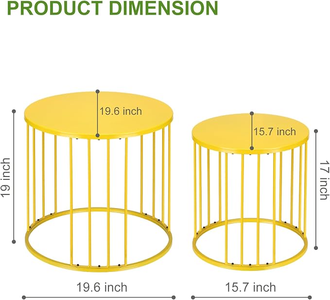 SUNNYPARK Outdoor Side Table Set of 2, Metal Circle Accent End Tables - Image 3