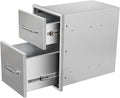 Outdoor Kitchen Drawers 14" W x 21" H x 21" D Flush Mount Double BBQ Drawers by SGOLAN