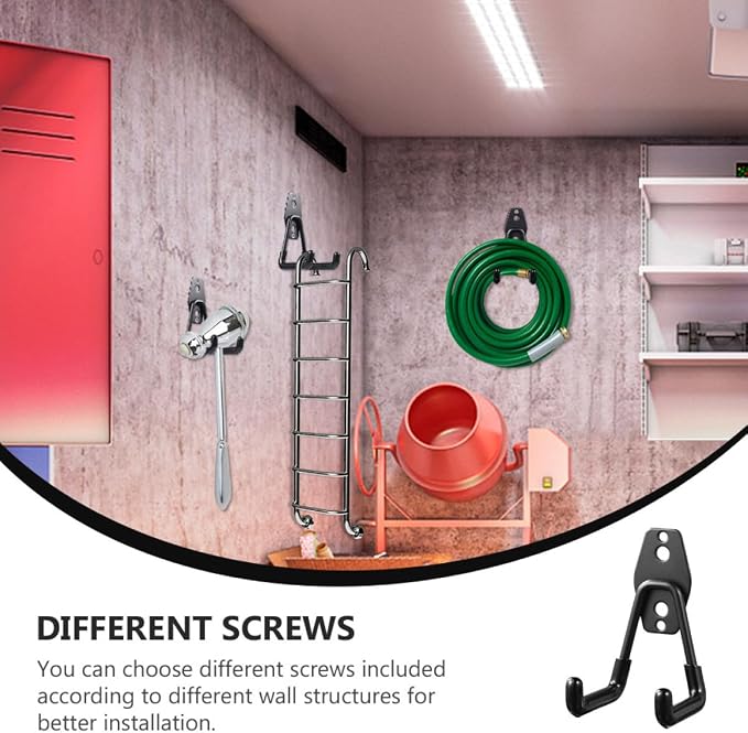 Heavy Duty Metal Wall Hooks 2Pcs Black Utility Garage Storage Hangers - Image 3