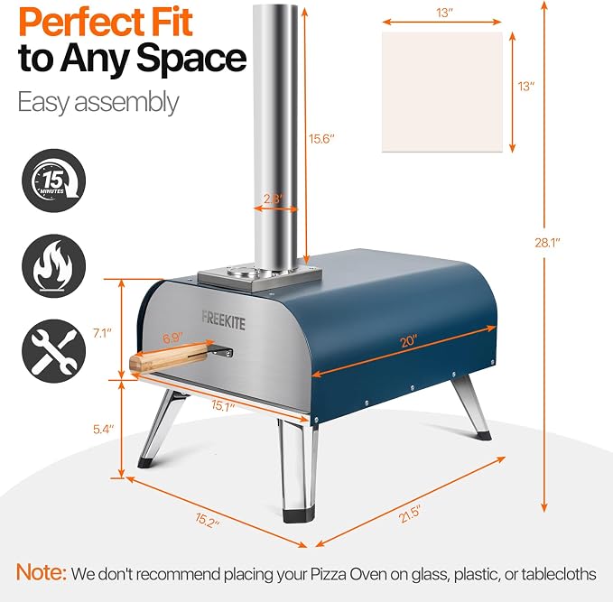 Pizza Oven 13 Inch Outdoor Wood Fired Portable Stainless Steel Pizza Oven - Image 6