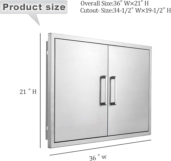 Outdoor Kitchen Door, Stainless Steel BBQ Double Door, Island or Outdoor - Image 2