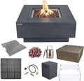 Elementi | Bundle Manhattan Gas Fire Pit Cast Concrete 36" Square Fire Table by AMSFireplaceInc