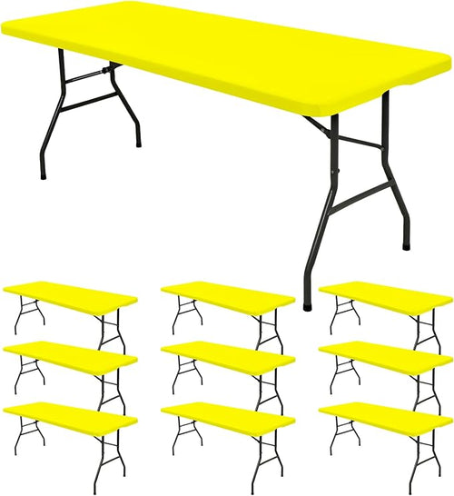 10 Pack Fitted Tablecloth for 6 Foot Rectangle Tables, Washable Stretch Folding by REWOMC