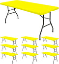 10 Pack Fitted Tablecloth for 8 Foot Rectangle Tables, Washable Stretch Folding by REWOMC