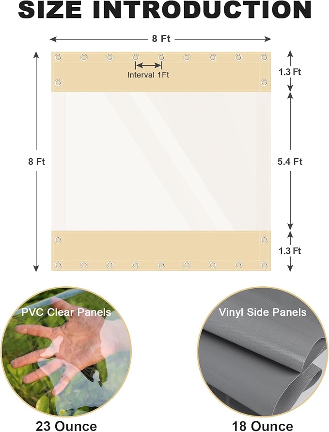 Clear Vinyl Curtains for Patio Enclosure, 23oz Heavy Duty Waterproof Anti-UV - Image 2
