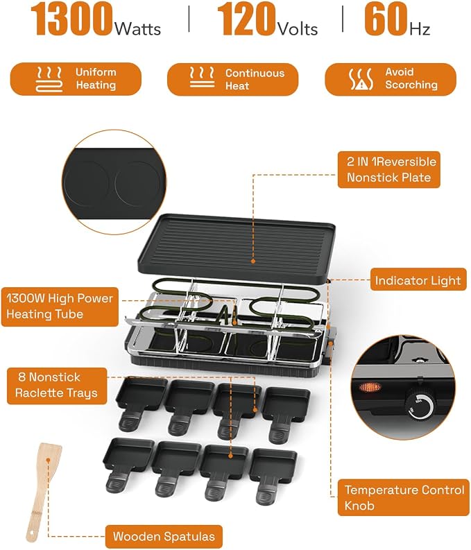 HBN Electric Raclette Table Grill - Image 7