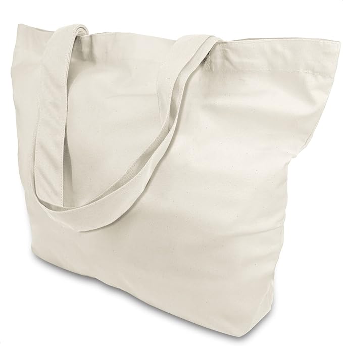 TOPDesign 12-Pack Super Strong Large 12oz Cotton Canvas Tote Bags, Reusable by TOPDesign
