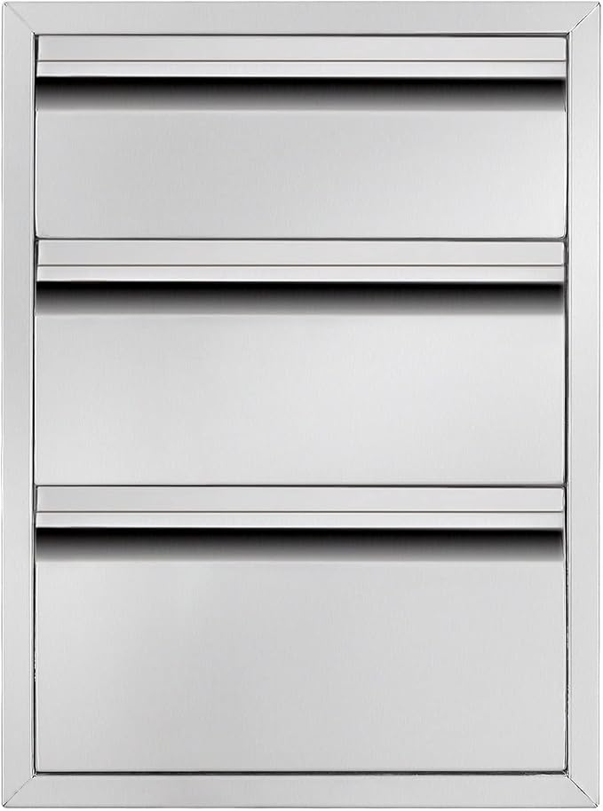 Outdoor Kitchen Drawers 18" W x 24" H x 23" D Triple BBQ Drawers Stainless by ATATOD