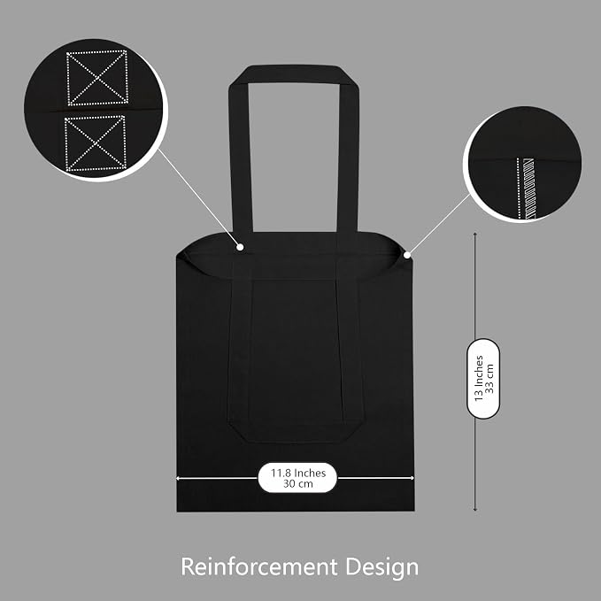 TOPDesign 30-Pack Economical 11.8"x13" Black Cotton Tote Bag, 5oz Lightweight - Image 5