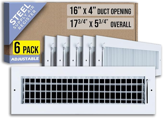 Fits 16x4 Duct Opening Steel Adjustable Air Supply Grille by Handua | Register by Handua